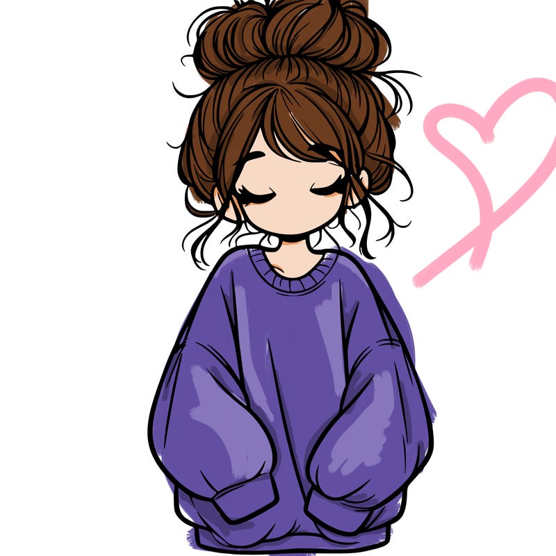 girl with baggy sweatshirt and messy bun