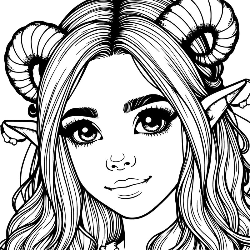 realistic girl with horns