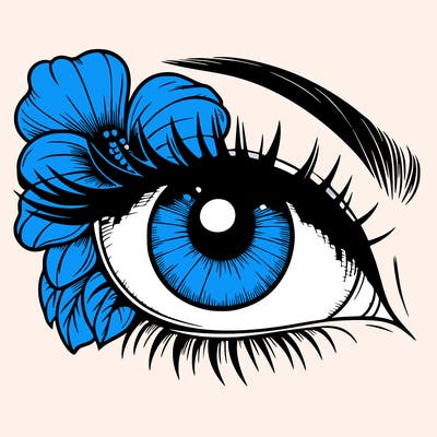 realistic eye with flower