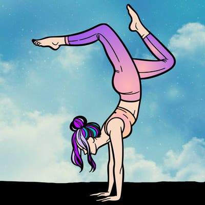 a woman doing a handstand