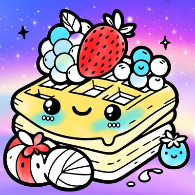 simple waffle with fruit