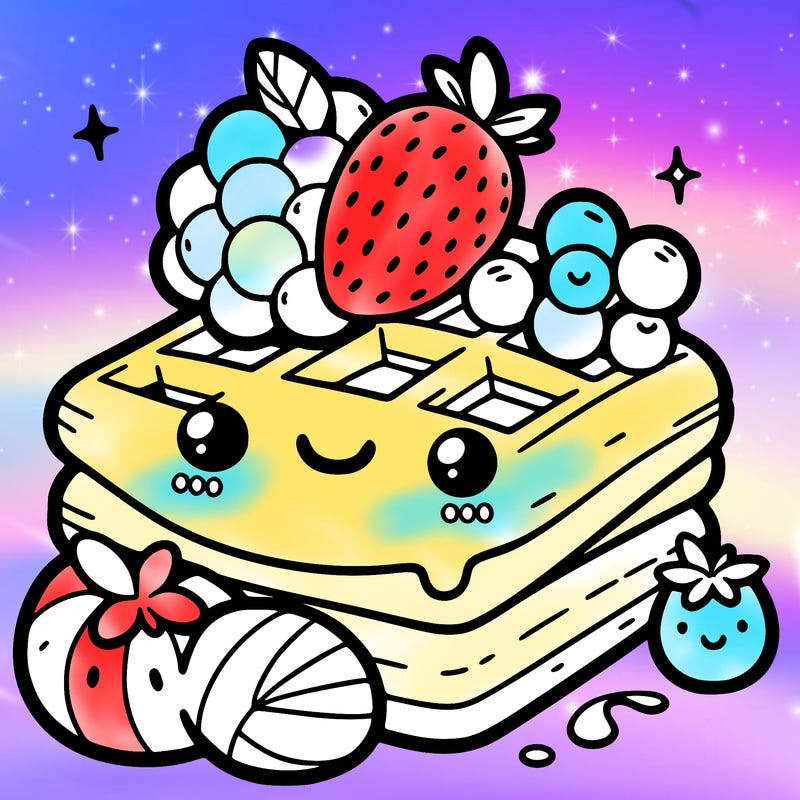 simple waffle with fruit