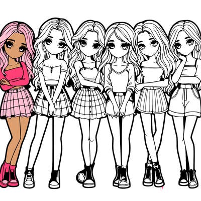 a group of girls realistic