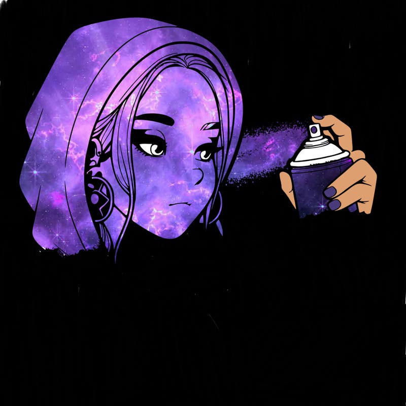 a realistic girl, spray painting