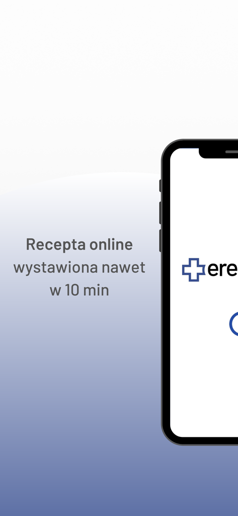 Erecept.pl - Erecept.pl app promotional screen for fast online medical prescriptions within 10 minutes