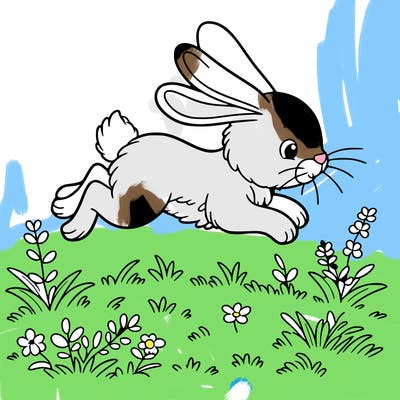 rabbit that jumps on a meadow