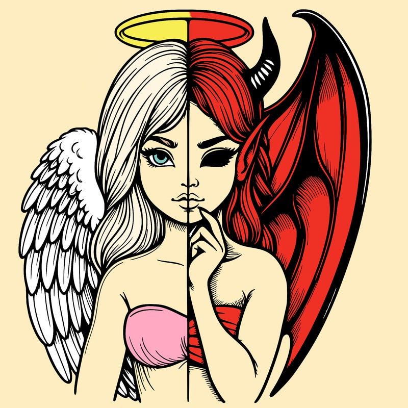 realistic angel half demon