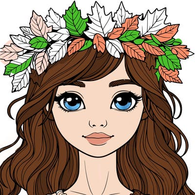 realistic girl with fall leaf crown