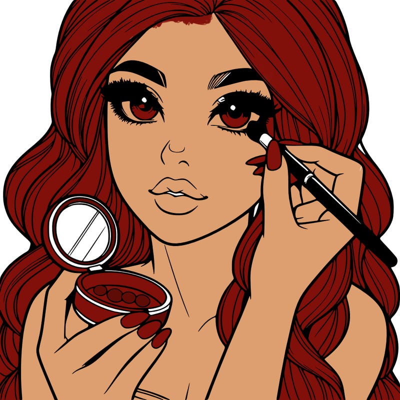 realistic girl doing makeup