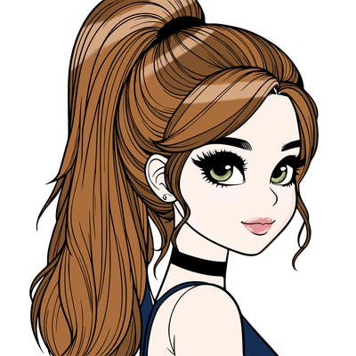 relistic girl with high ponytail