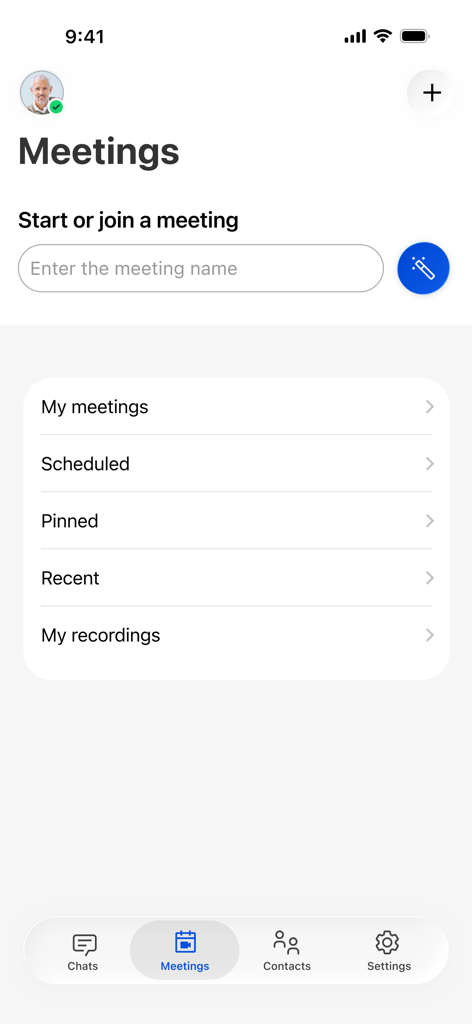 Interface do aplicativo HCL Sametime mostrando a tela de reuniões com opções para iniciar ou participar de uma reunião