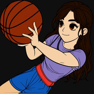 realistic girl playing basketball