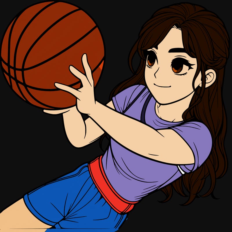 realistic girl playing basketball