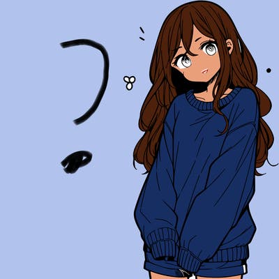 manga teen girl  in a sweater and baggy pants
