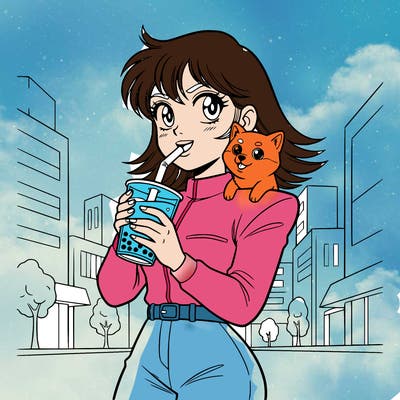 a pretty girl drinking boba teeth