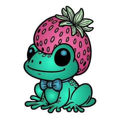 froggy with strawberry on his head