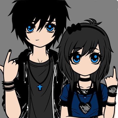 emo teenager girl with boy