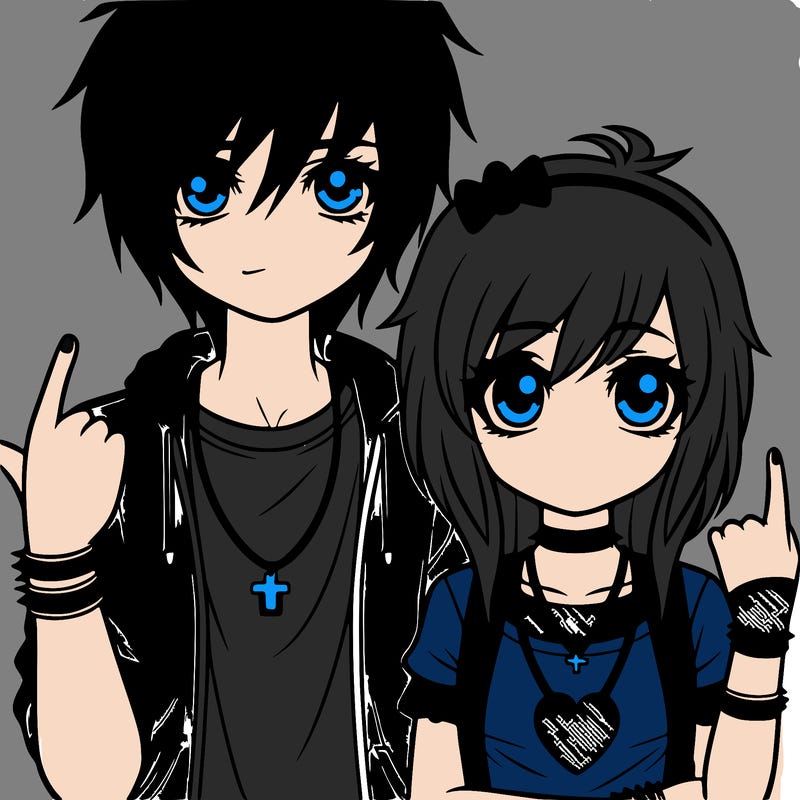 emo teenager girl with boy