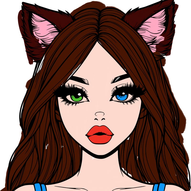 realistic girl with fox ears and realistic lips