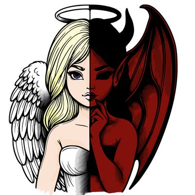 realistic angel half demon