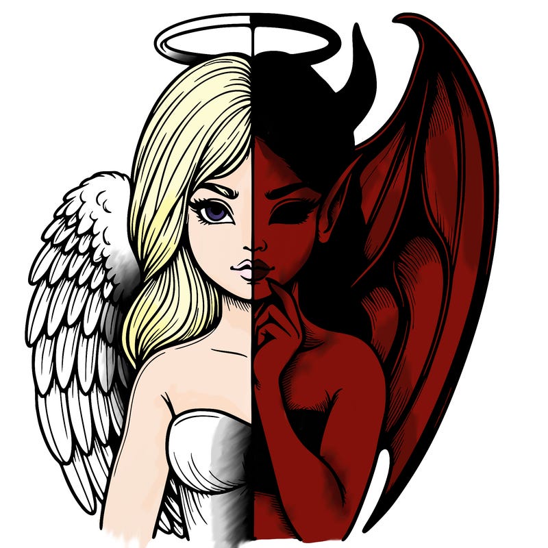 realistic angel half demon