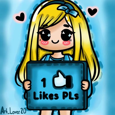 girl holding a sign saying 10 likes pls
