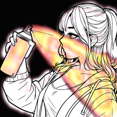 a realistic girl spray, painting