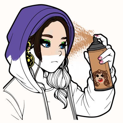 a realistic girl, spray painting