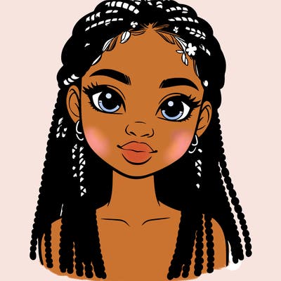 a realistic black girl with braids