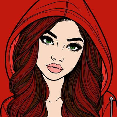 realistic beautiful girl with a hood on