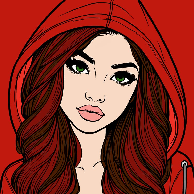 realistic beautiful girl with a hood on