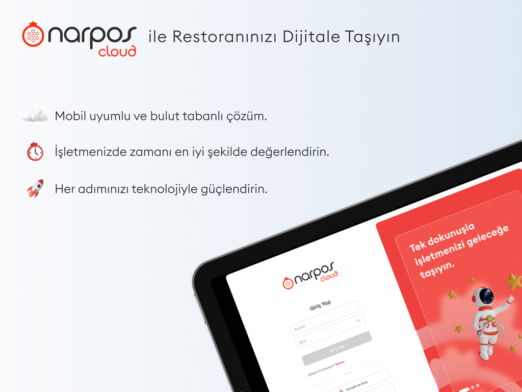 NarPOS Cloud - Interfaz de software de gestión y TPV para restaurantes NarPOS Cloud en una tableta