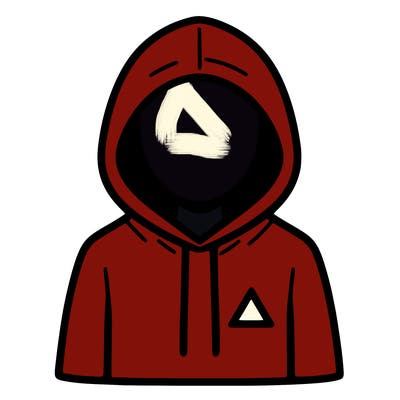 a person with non face waering a hoodie with a small triangle symbol