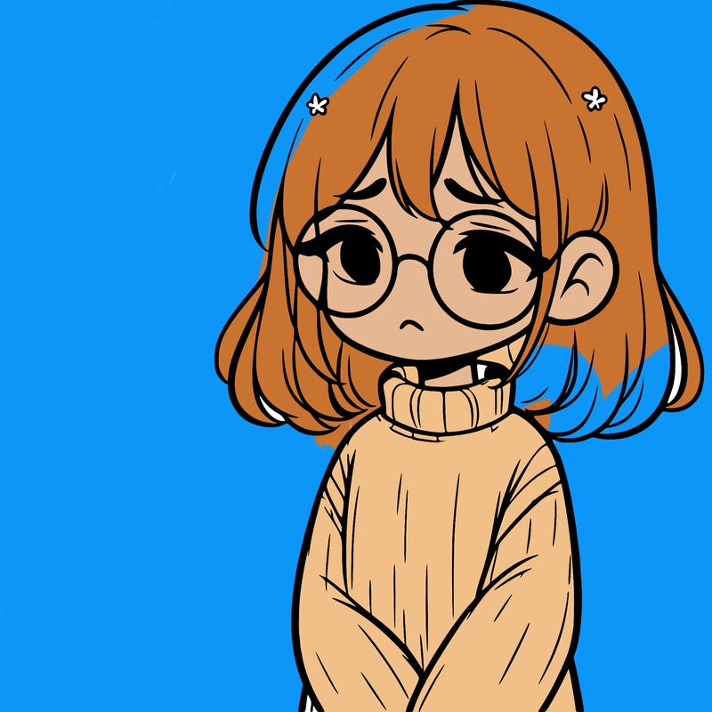 sad girl with glasses in a sweater