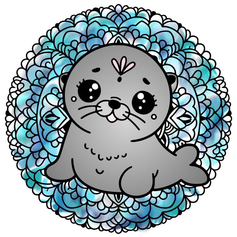 a cute baby seal mandala