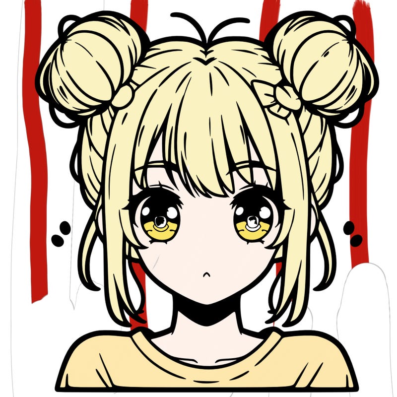 anime girl with two buns on top of her head and bangs