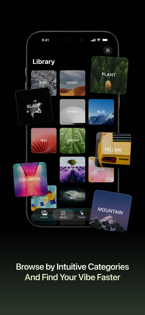 Cuto Wallpaper app interface showing intuitive image categories for personalized browsing.
