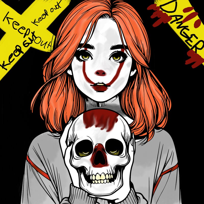 realistic girl holding a skull