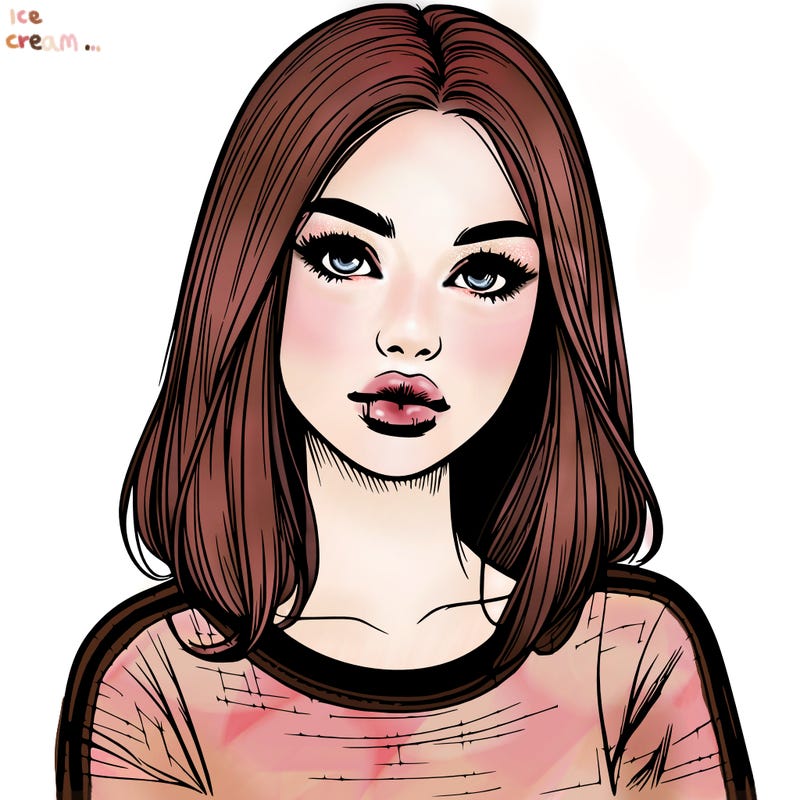 realistic teenage girl with lips
