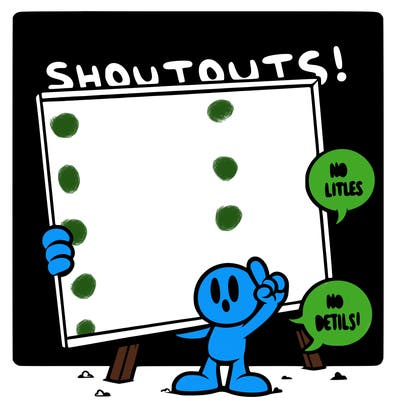 blank canvas that says above it shoutouts