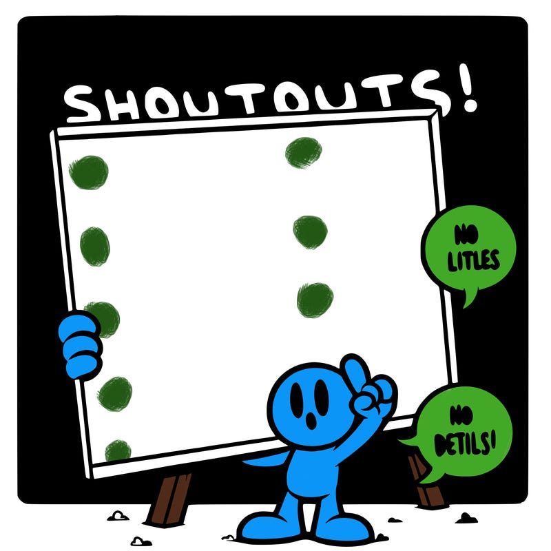 blank canvas that says above it shoutouts