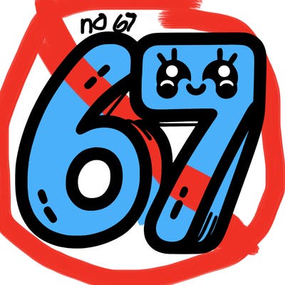 the numbers 67