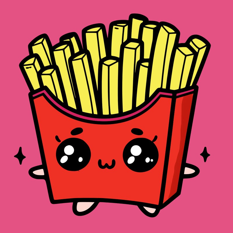 a cute. french fries