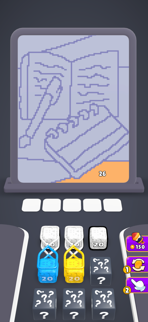 A screenshot of Sand Jam gameplay showing a pixel art canvas outline and colored sorting blocks