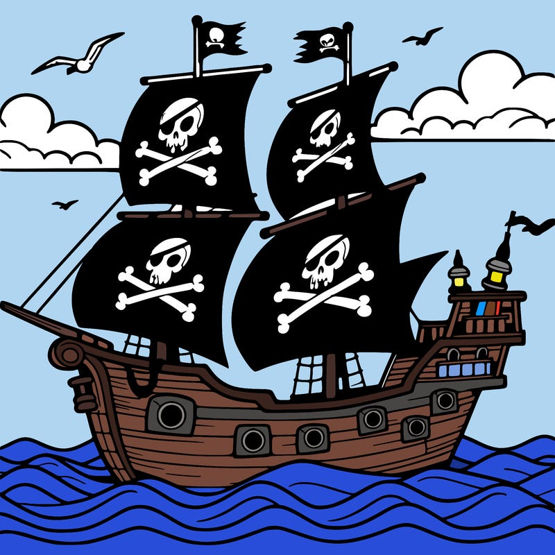 pirate ship on sea