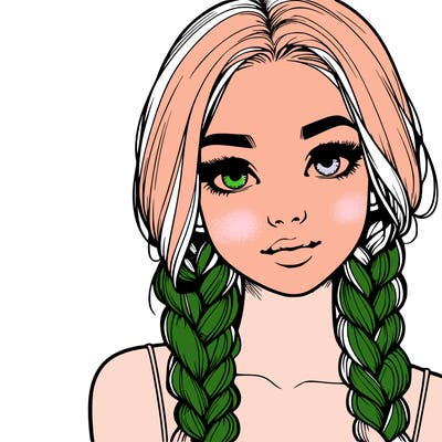 realistic girl with braids