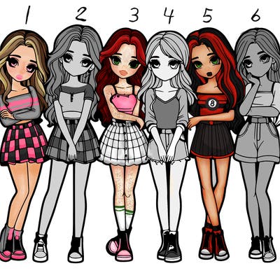 a group of girls realistic