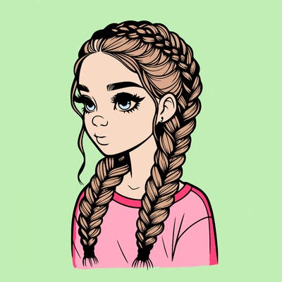 realistic girl with braids