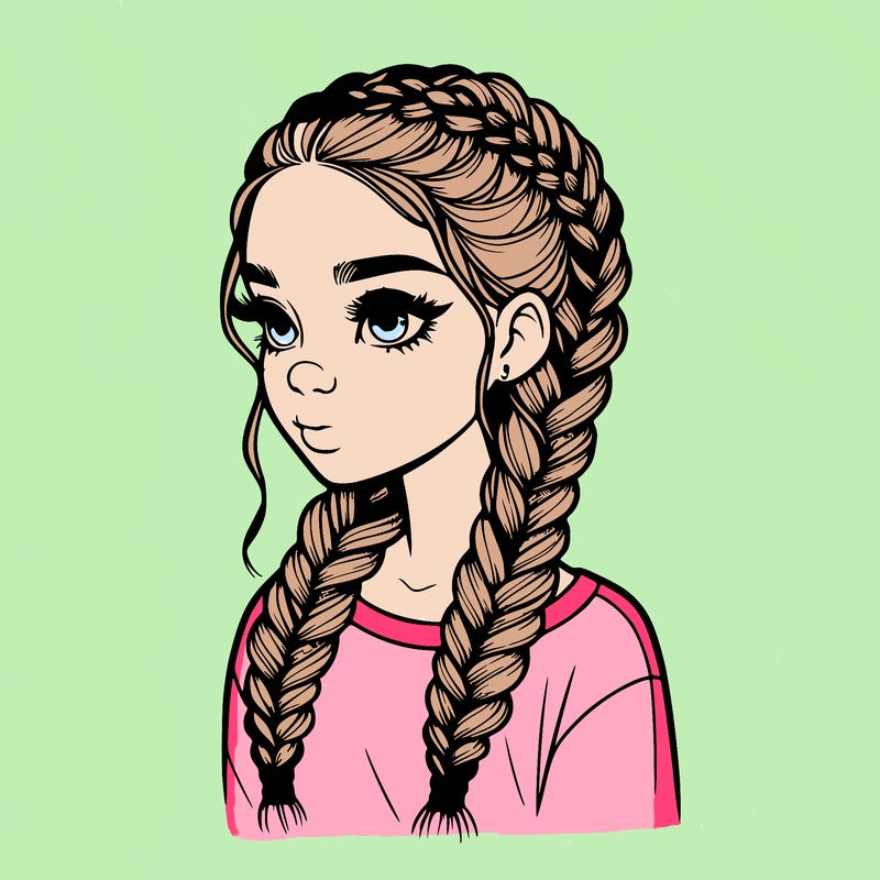 realistic girl with braids