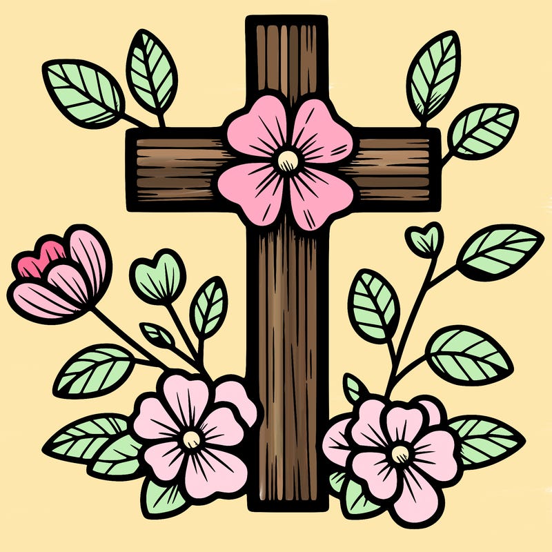 cross with flowers